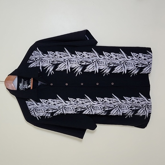 Jamaica Jaxx Other - Jamaica Jaxx Black and Off White Leaves/Frons Hawaiian Short Sleeve Men's Shirt